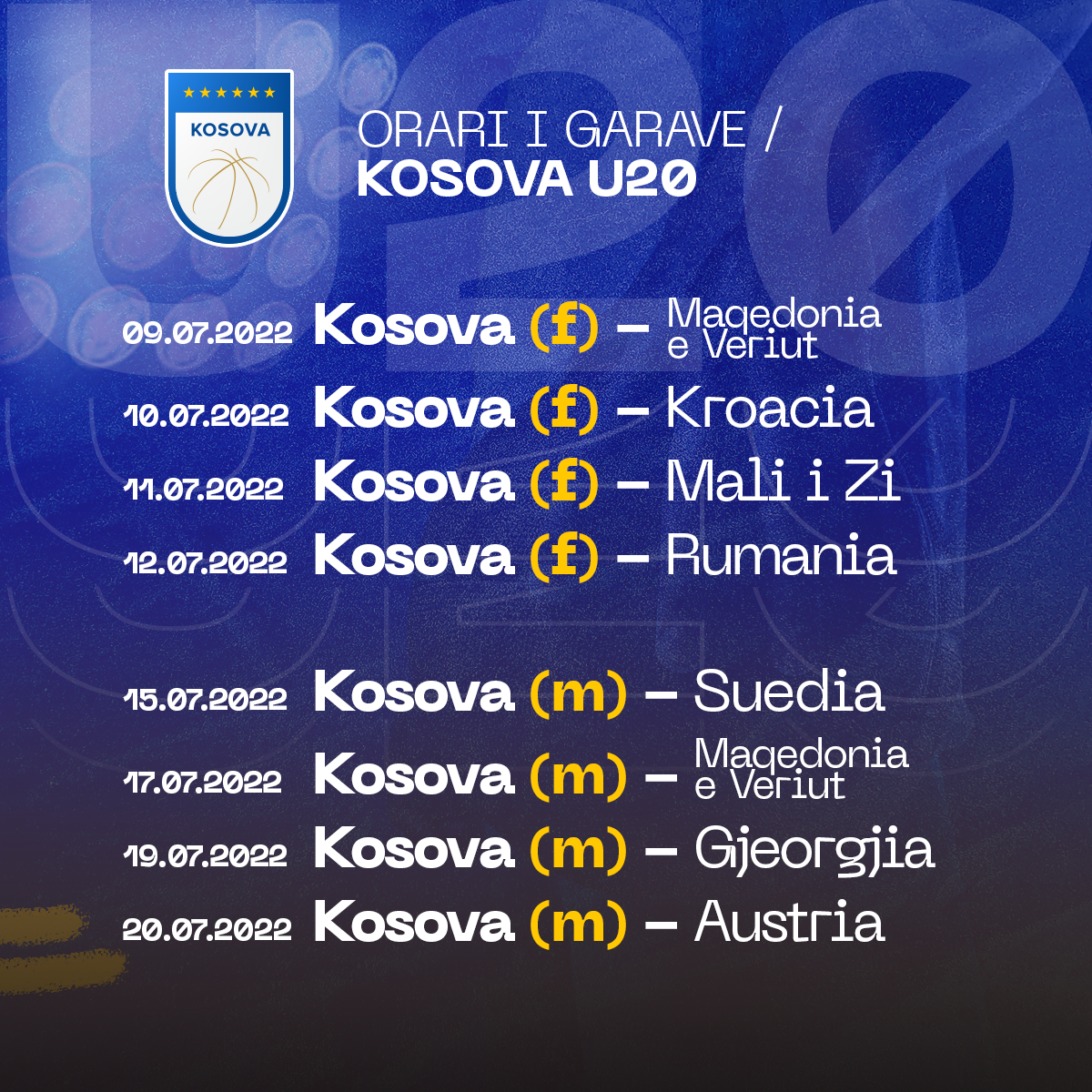 Verë intensive për Përfaqësueset e Kosovës